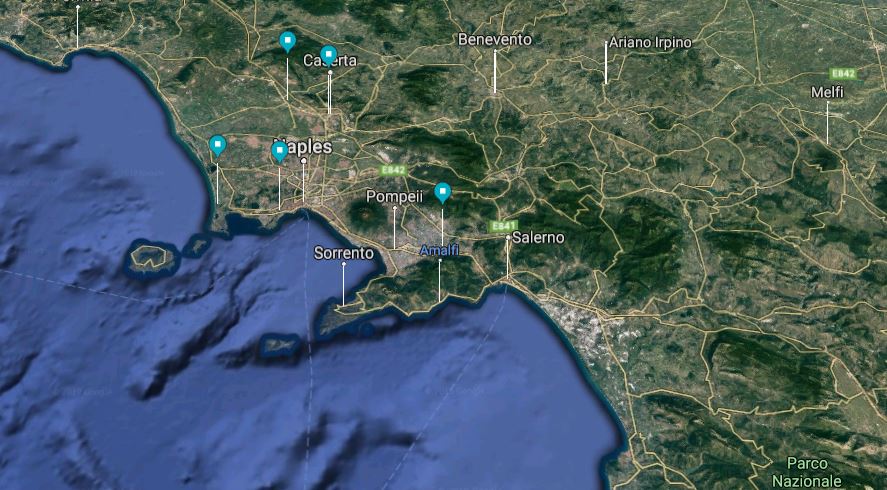 Mappa itinerario in Campania