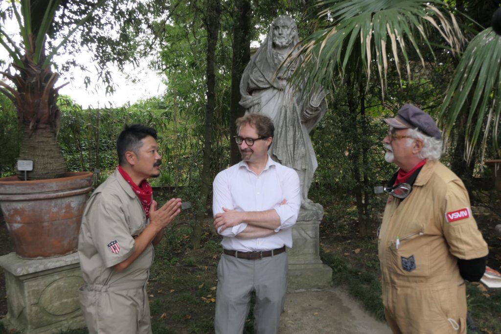 Padova, Orto Botanico_Patrizio Chef Hiro e Telmo Pievani 